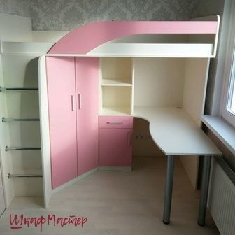 Кровать со шкафом и рабочим столом, мебель для детской комнаты под заказ